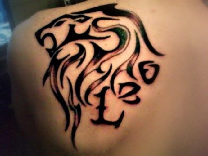 Leo Tribal Lion Tattoo On Back shoulder