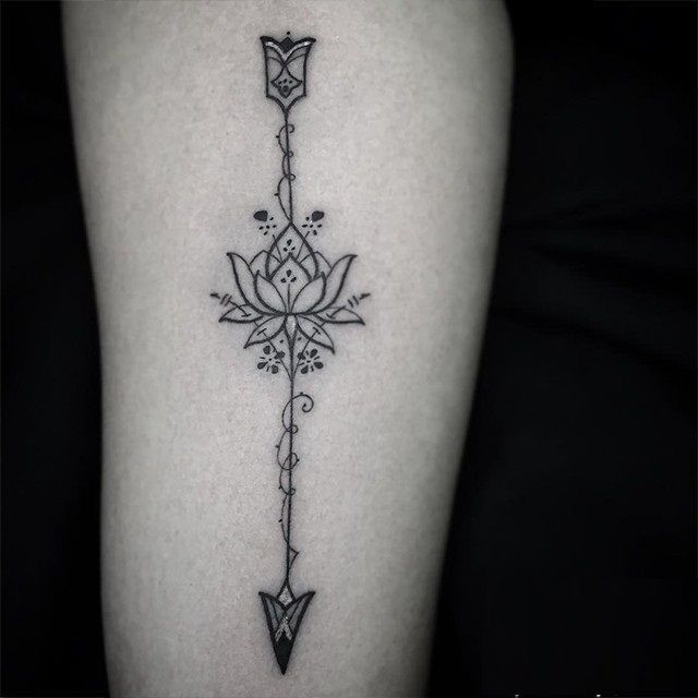 Lotus Arrow Tattoo Design
