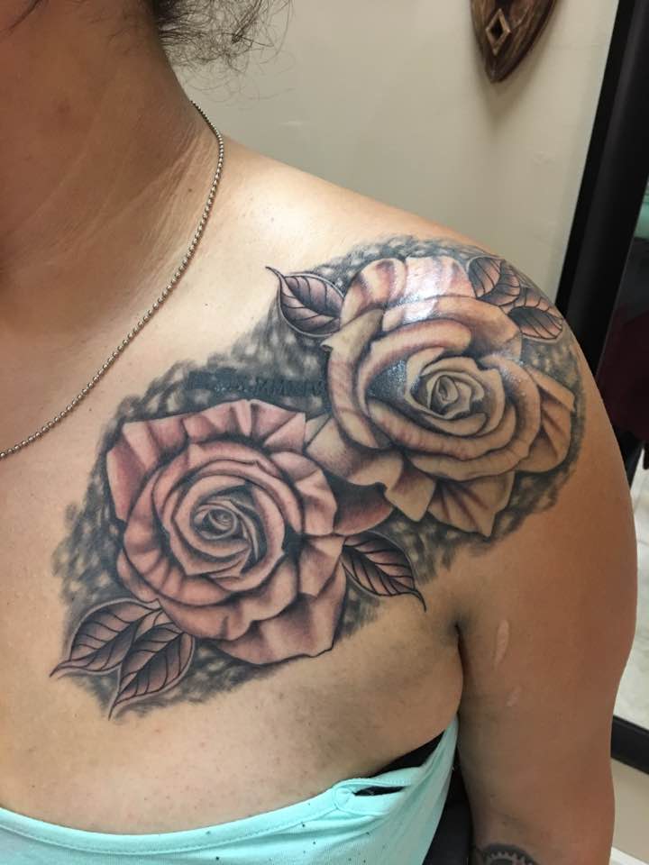 Lovely Rose Flower Cover on Shoulder By Zak Schulte