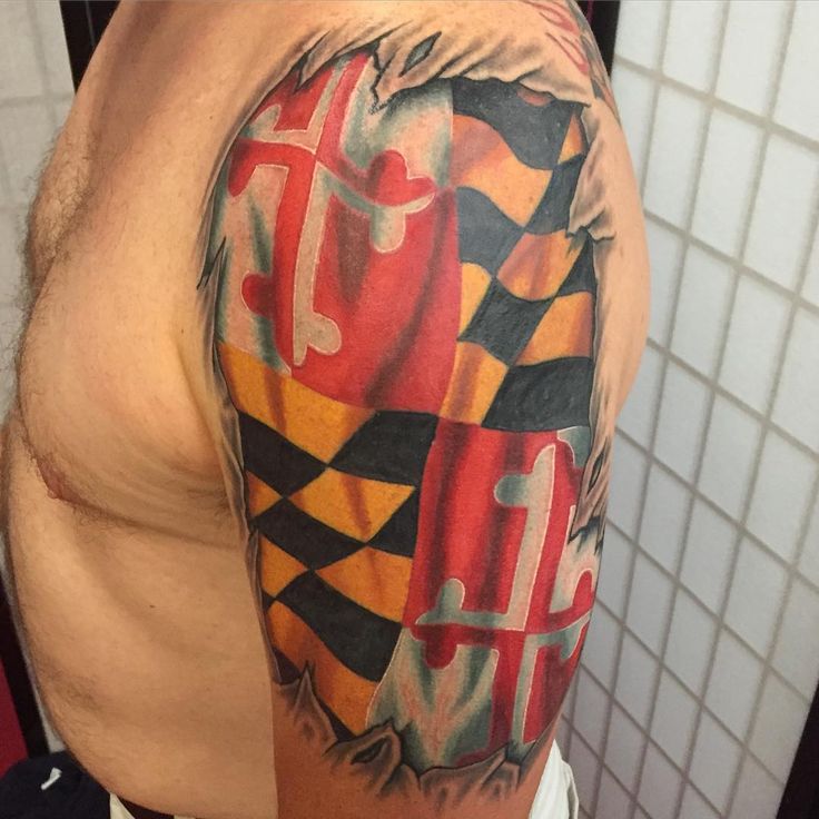 Maryland Flag Tattoo On Upper Arm
