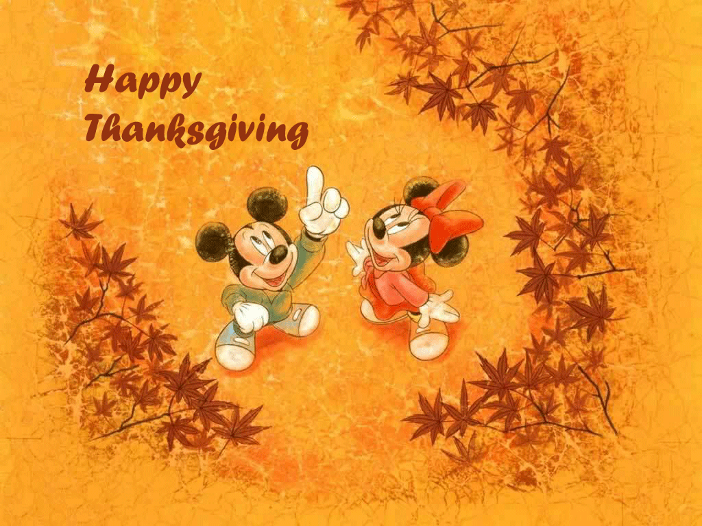 Mickey And Minnie Mouse Wishing You Happy Thanksgiving