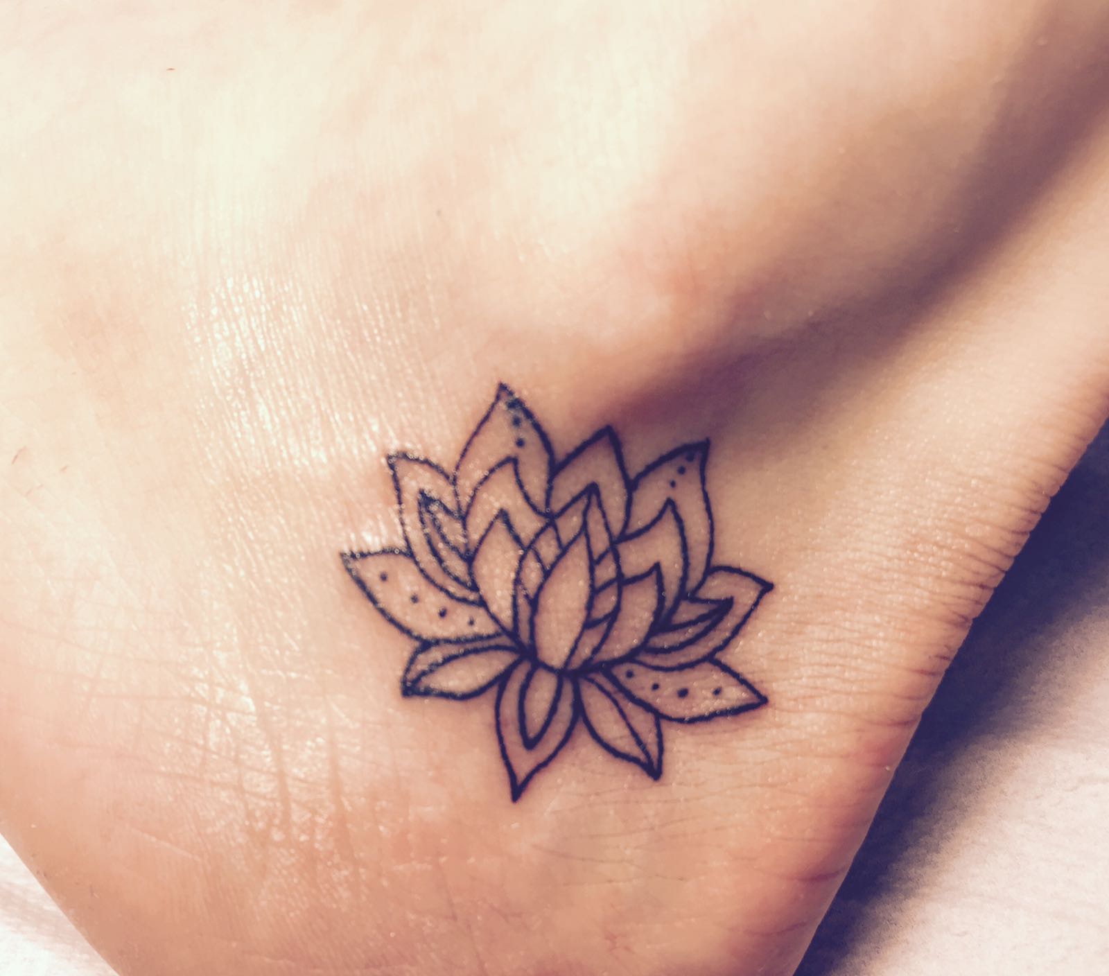 Minimal Lotus Tattoo On Ankle