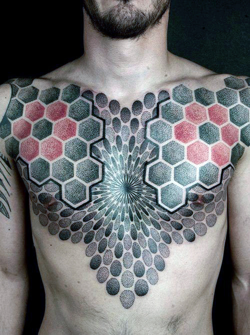 Modern Geometrical Design Chest Tattoo For Men