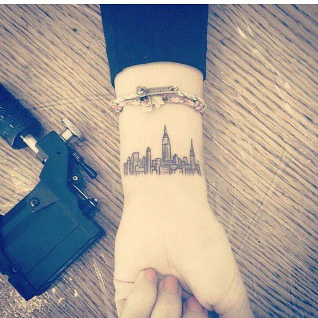 New York Skyline Travel Tattoo On Wrist