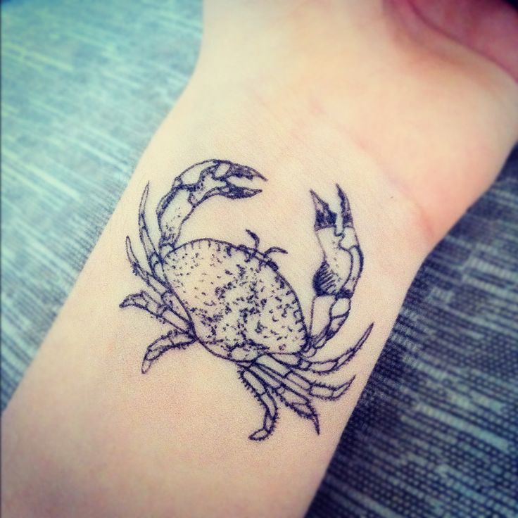 Outline Crab Tattoo On Wrist