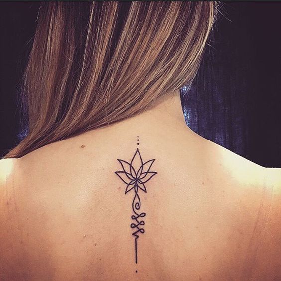 Outline Lotus Flower tattoo On back