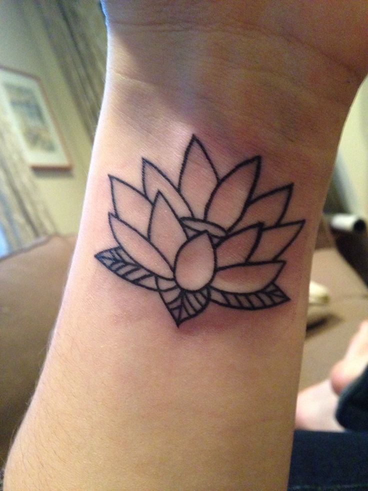Outline Lotus Tattoo On Wrist