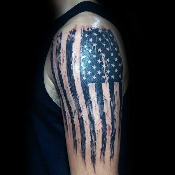 Patriotic American Flag Tattoo On Upper Arm