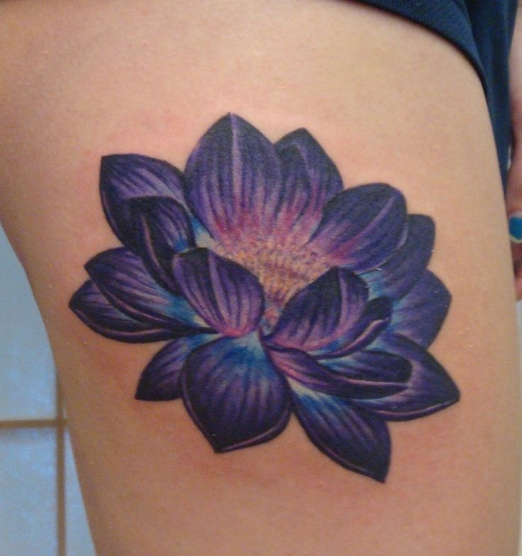 Purple Lotus Tattoo On side Rib Cage