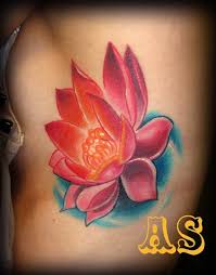 Realistic Pink Lotus flower Tattoo Design idea