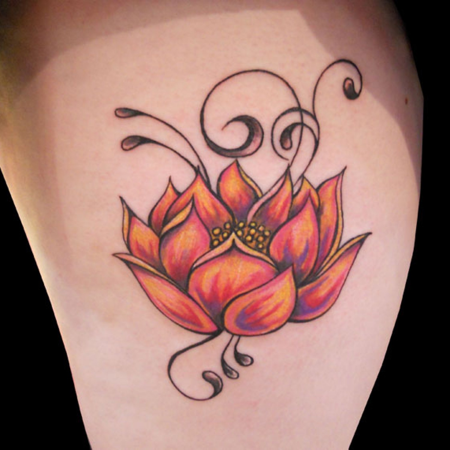 Red Attractive Lotus Tattoo Design