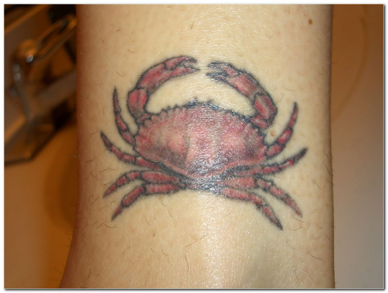 Red Crab Tattoo Design On Leg Calf