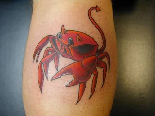 Red Crab With Arrow Tail Tattoo Design