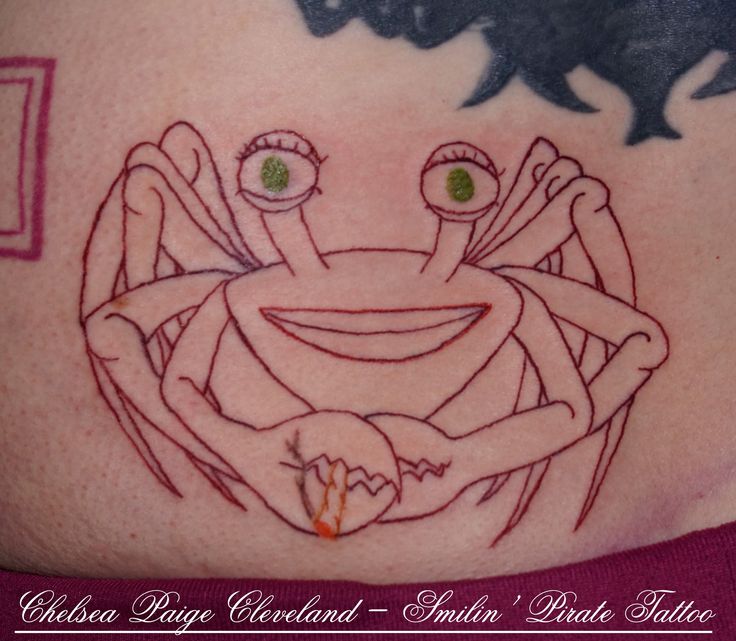Red Outline Crab Tattoo Design Idea
