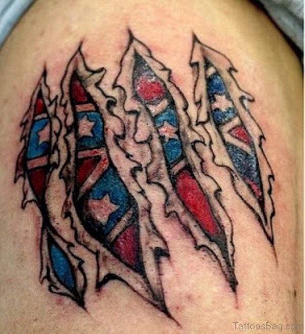 Ripped Rebel Flag Tattoo Design Idea