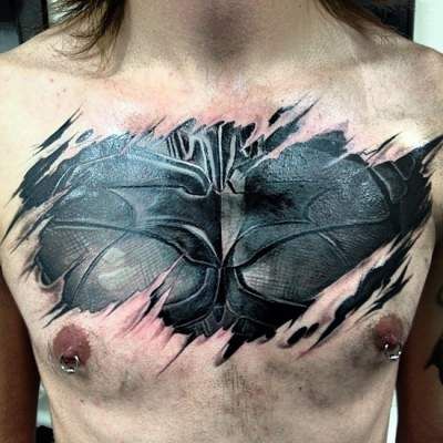 Ripped Skin – Batman Chest Tattoo For Men