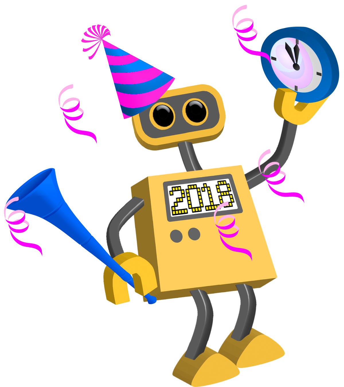 Robot Wishing You Happy New Year 2018