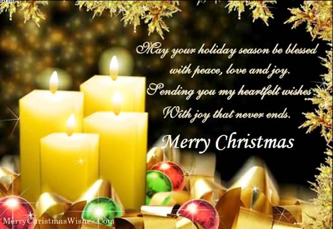 Sending you my heartfelt wishes with joy that never ends Merry Christmas