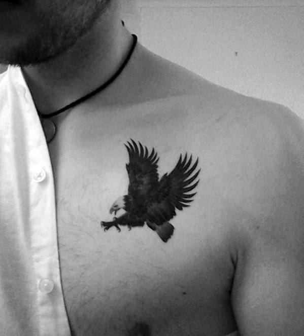 Small Bald Eagle Chest Tattoo on Men