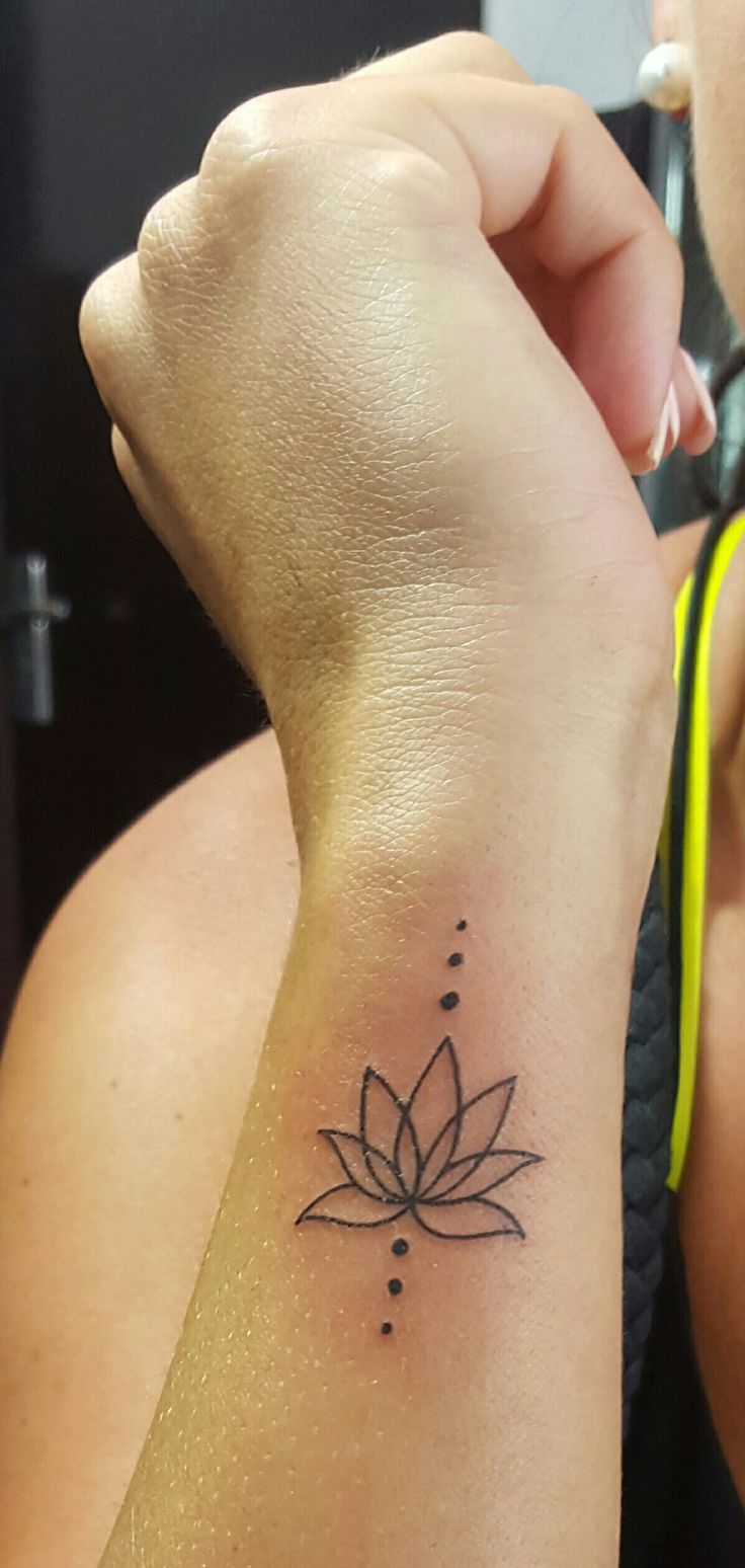 Small Outline Lotus Tattoo On Wrist
