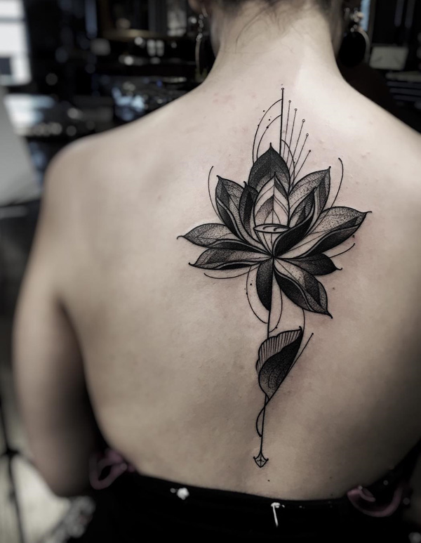 Spine Lotus flower Tattoo for Women