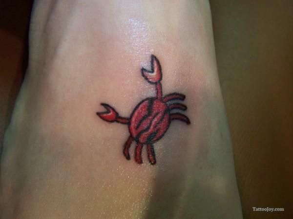 Tiny Crab Tattoo On Foot