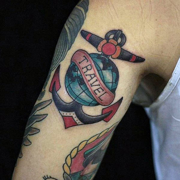 Travel Globe With Anchor Old School Travel Tattoo
