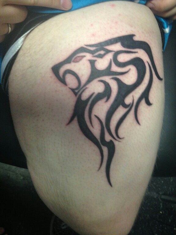Tribal Lion Tattoo On Side