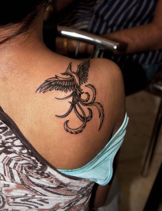 Tribal Phoenix Tattoo On Shoulder