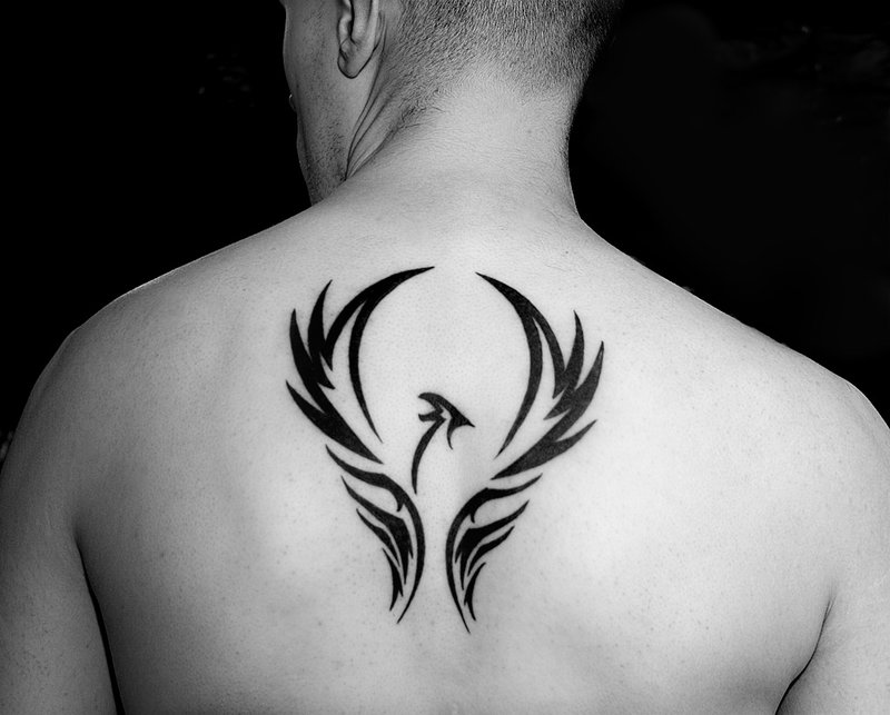 Tribal Phoenix Tattoo On back