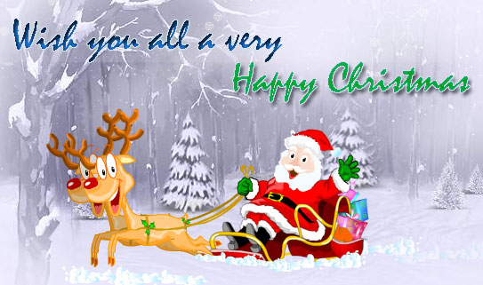 Wish you all a very Happy Christmas santa on sledge image