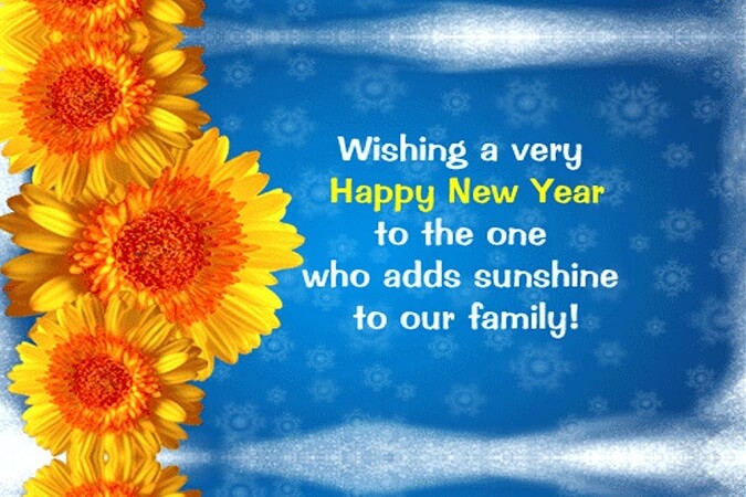 Wishing a very Happy New Year to the one who adds sunshine to our family