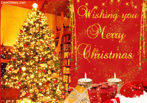 Wishing you Merry Christmas glitter image