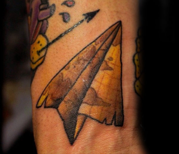 World Map On Paper Airplane Travel Tattoo