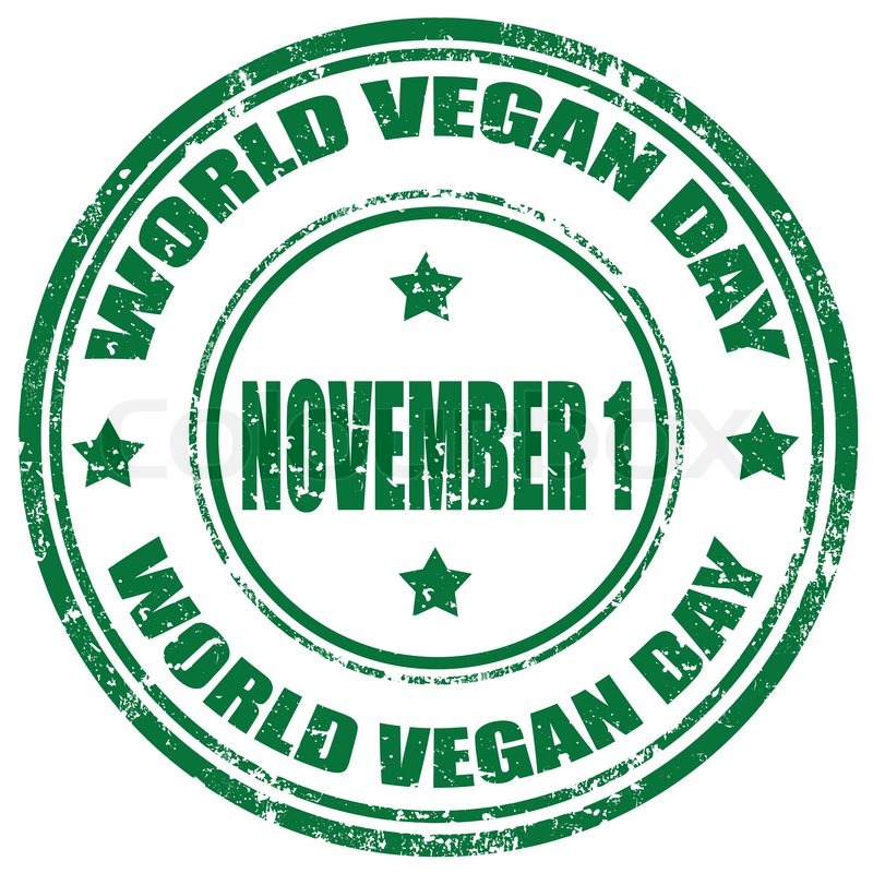World Vegan Day November 1 green Round Stamp