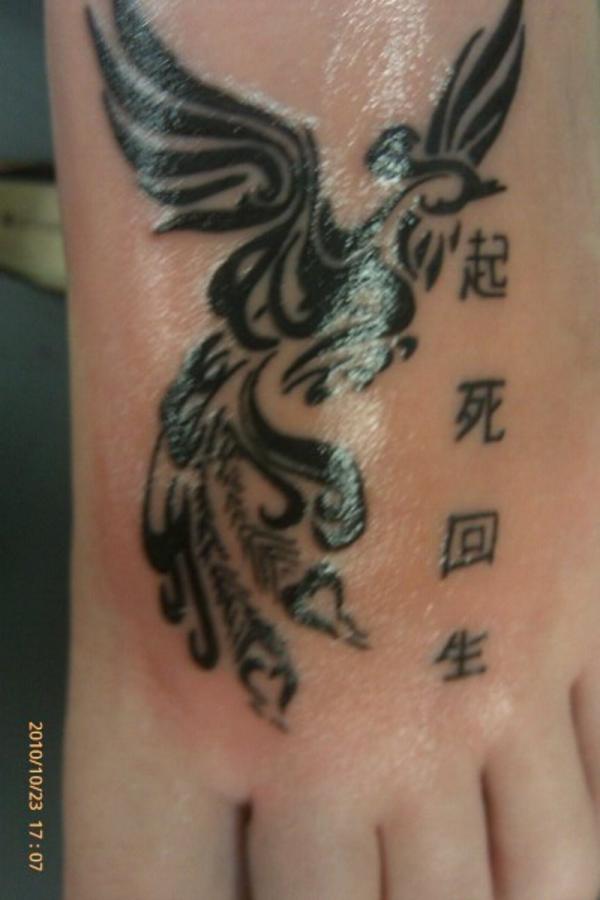 Japanese Phoenix Tattoo On foot