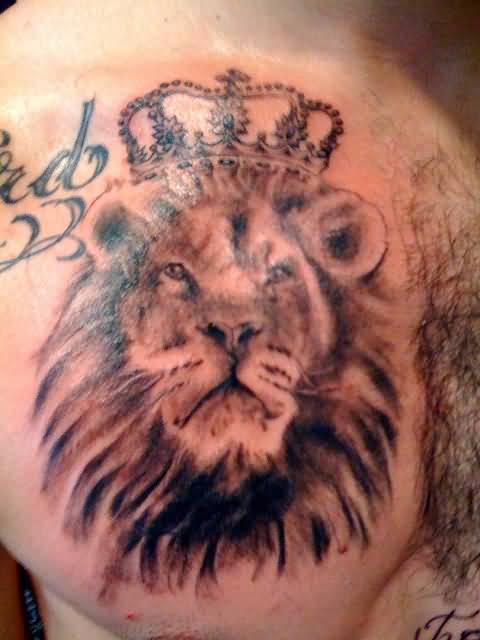 king Lion With Crown Tattoo