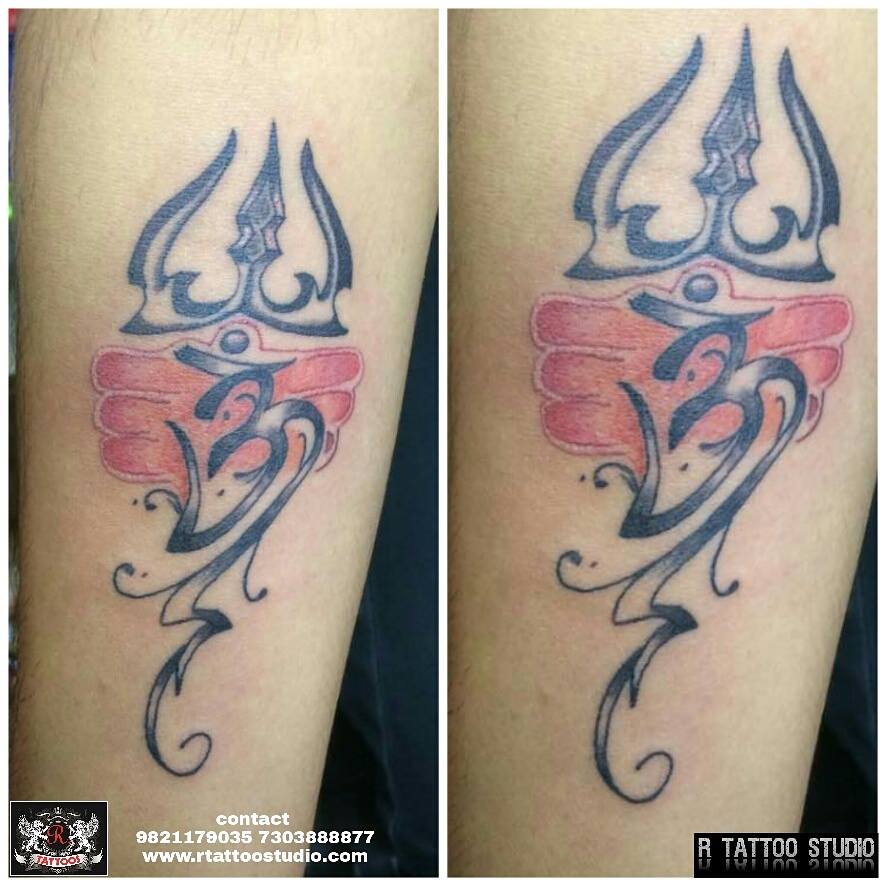 Trishul With Om Tattoo By R tattoo studio