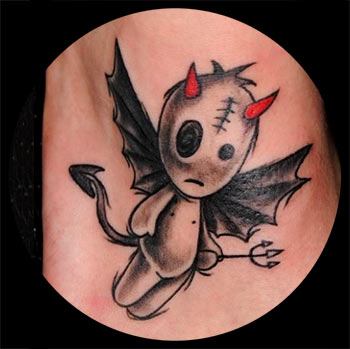A Cute Small Flying Devil Tattoo Design