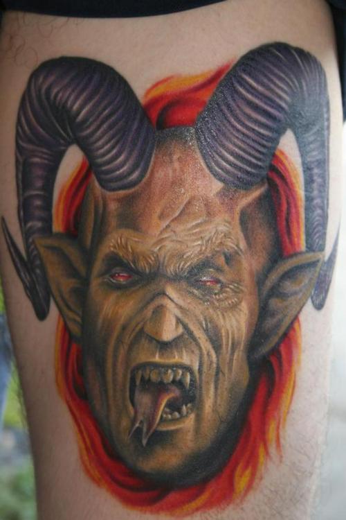 A Scary Realistic Satan Devil Tattoo