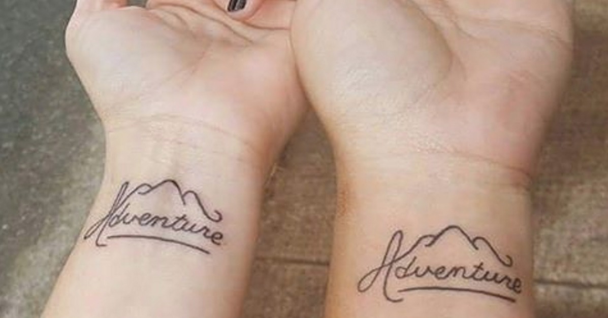 Amazing Mountain Adventure Wrist Travel Tattoo Idea For Couples 1
