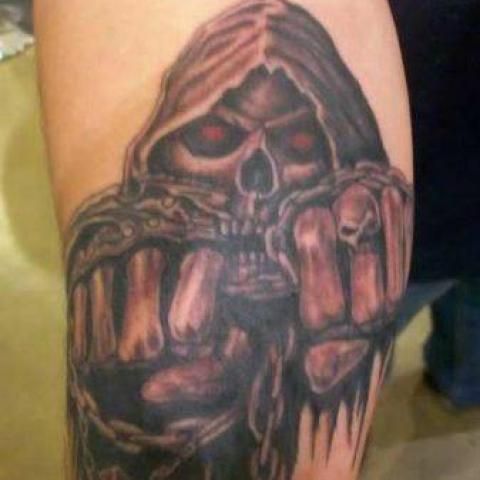 Black & Grey Grim Reaper Devil Tattoo