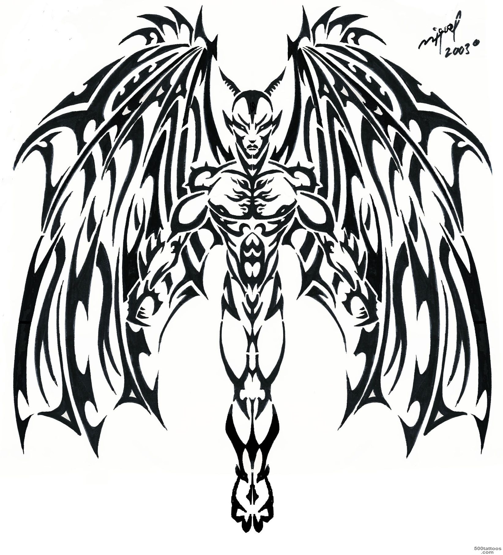 Black Tribal Devil Tattoo Design By Deb42
