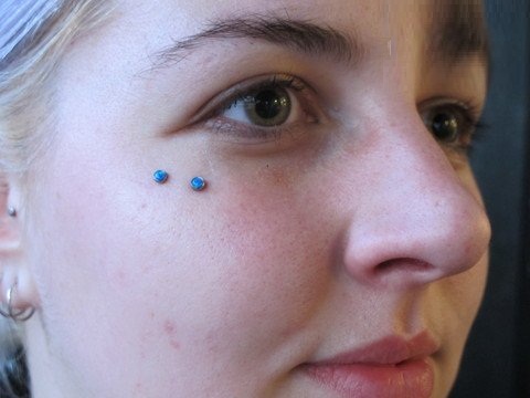 Blue Surface Barbell Butterfly Kiss Anti Eyebrow Piercing