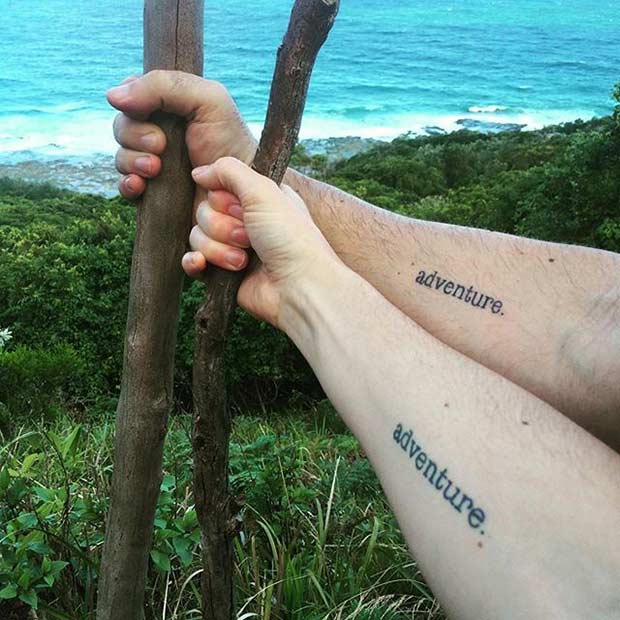 Couples Adventure Travel Matching Tattoos On Forearm