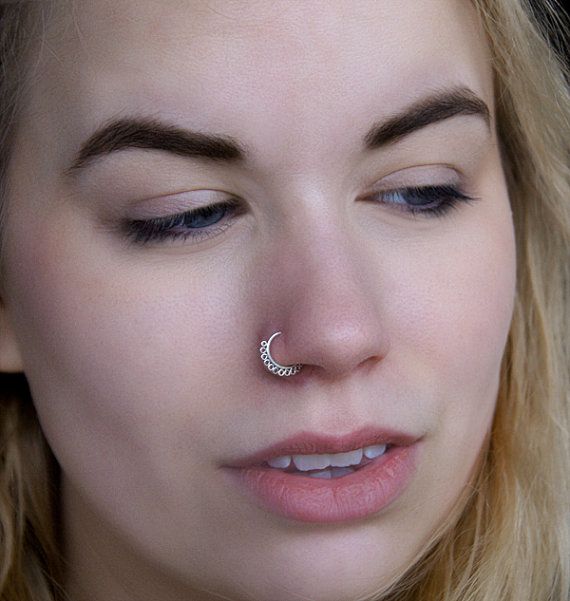 Nice Nostril Piercing With Stylish Silver Nose Ring