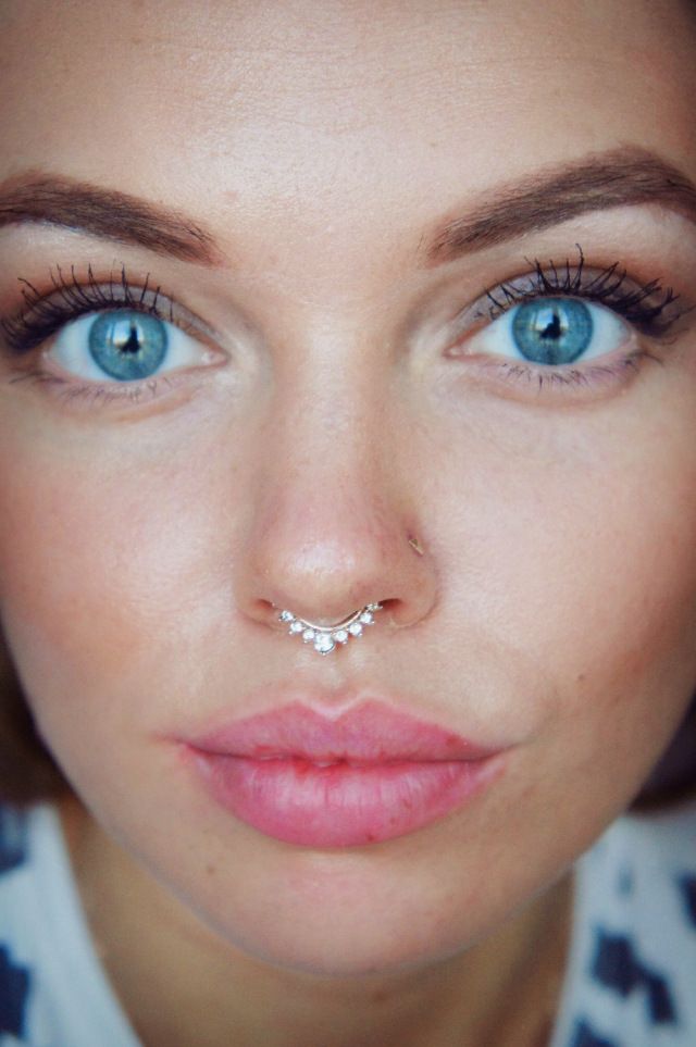 Small Septum Nose Ring Piercing Idea For Girls