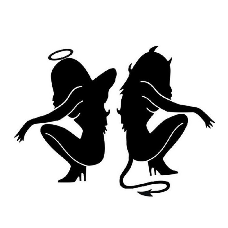 Unique Black Angel & Devil Girls Tattoo Design