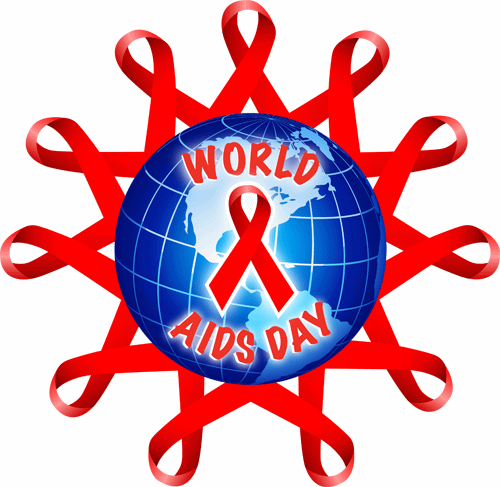 World Aids Day Globe with red ribbon Clipart image