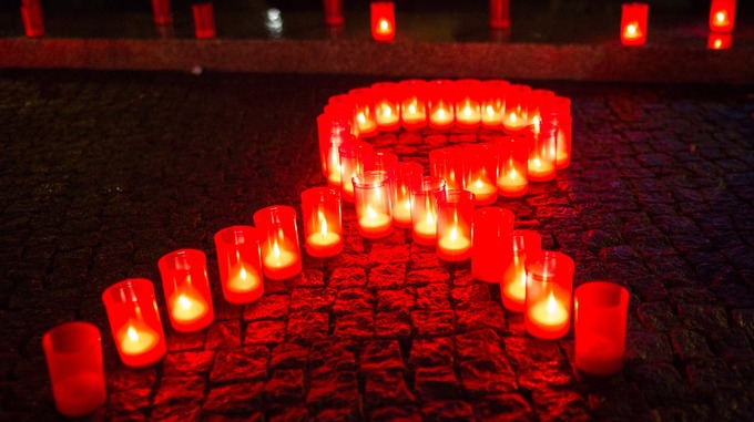 World Aids Day awareness ribbon candle picture
